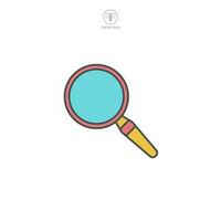 A vector illustration of a magnifying glass icon, symbolizing search, analysis, or focus. Perfect for interface elements implying scrutiny or discovery