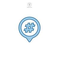 Hashtag icon vector representation emphasizing social media interaction, trending topics, and online tagging, perfect for digital communication platforms