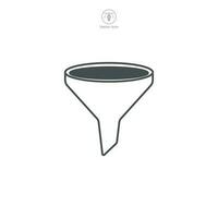 Funnel icon vector showcasing a simplified design, perfect for illustrating filtering, data management, process narrowing, and strategic focus