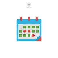 un calendario icono vector ilustración retrata un gráfico símbolo de un calendario, extensamente usado en digital interfaces para Planificación y cronometraje