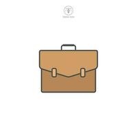 A briefcase icon vector illustration depicts a graphical representation of a professional's carry-on, typically used in digital interfaces and designs