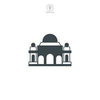 Temple icon vector illustrates a stylized place of worship, signifying religion, spirituality, prayer, faith, and diverse cultural traditions