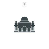 Temple icon vector illustrates a stylized place of worship, signifying religion, spirituality, prayer, faith, and diverse cultural traditions