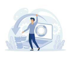 Information storage systems, Data center, data monetization, data driven marketing. flat vector modern illustration