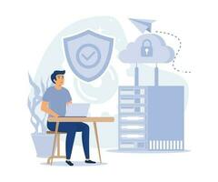 cyber security,  Database, cyber security, control, protection of computer services and electronic information, flat vector modern illustration