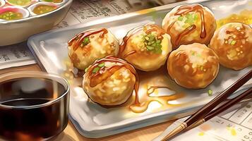 stock photo of hyperrealistic portrait of takoyaki japanese food photography