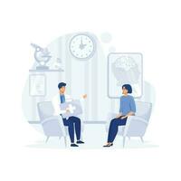 Medicine concept, doctor and patient in flat style. Consultation and diagnosis, flat vector modern illustration