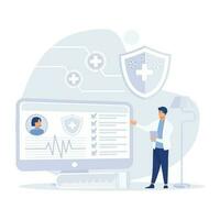 Electronic health record concept, E-health system for data and information collection. flat vector modern illustration