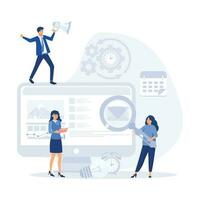 Project management concept. Successful strategy, motivation and leadership. Marketing analysis and development, flat vector modern illustration