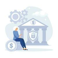 People characters investing money in pension fund. Health investment concept. flat  vector modern illustration