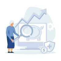 People characters investing money in pension fund. Health investment concept. flat  vector modern illustration