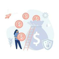 Saving or accumulating money concept for finance management services and applications. flat modern vector illustration