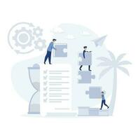 Project management. Business process and planning, workflow organization. Colleagues working together, teamwork, flat vector modern illustration