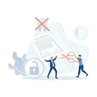 Cancellation of a contract.Businessman in workspace. flat modern vector illustration