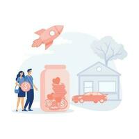 Home Savings and Investment Money. Future Financial Planning, flat modern vector illustration