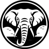 elefante - negro y blanco aislado icono - vector ilustración