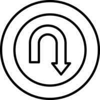 u turn line icon vector