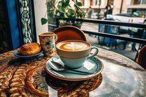 valores foto de café café central de ciudad verano Mañana ai generado