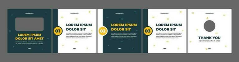 set of creative carousel templates for social media posts. social media template with green theme vector