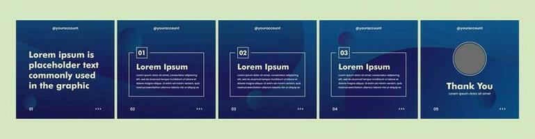 set of creative carousel or microblog templates for social media posts. social media template with gradient dark blue theme vector