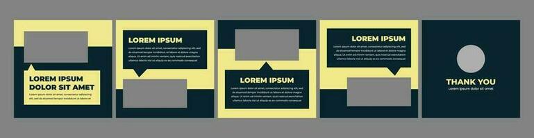 Carousel or microblog slide template for social media posts. social media template with dark blue and yellow color theme vector