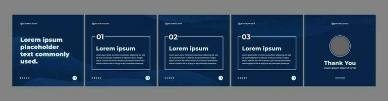 set of modern carousel slide templates for social media posts. dark theme social media template vector