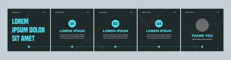 carousel or microblog slide template for social media post. dark color theme social media template vector