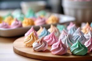 stock photo of meringue cookies in the kitchen table professional food photography ai generated