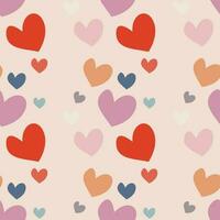 Seamless pattern with red hearts on pink background vector