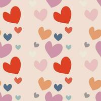 Seamless pattern with red hearts on pink background vector