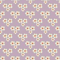 Seamless pattern with flowers in Groovy style on blue violet vector