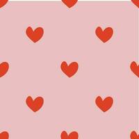 Seamless pattern with red hearts on pink background vector