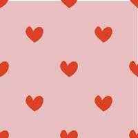 Seamless pattern with red hearts on pink background vector