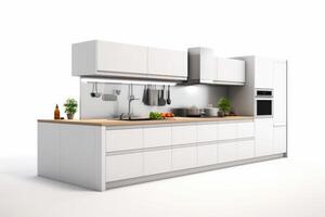 stock photo of 3d kitchen on a white background isolated photography