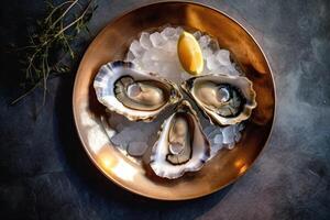 stock photo of oyster in the plate photography