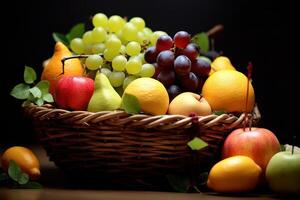 valores foto de mezcla Fruta en el cesta editorial comida fotografía generativo ai