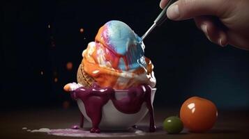 valores foto de Híper realista retrato boba hielo crema comida fotografía generativo ai