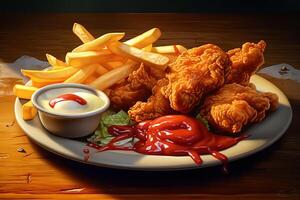 stock photo of hyperrealistic portrait of chiken crispy food photography