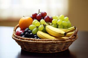 valores foto de mezcla Fruta en el cesta editorial comida fotografía generativo ai