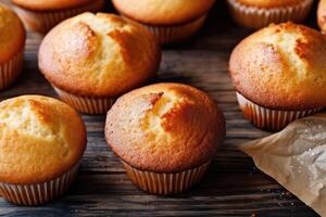 muffins in the kitchen table flat lay professional food photography AI Generated photo