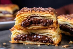 stock photo of Flaky pastry with chocolate Flaky pastry food photography