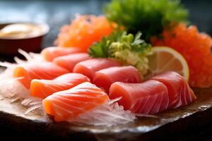 valores foto de japonés sashimi editorial comida fotografía generativo ai