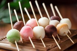 stock photo of Dango is a Japanese dumpling made from rice flour mixer food photography