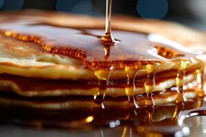 stock photo of pancake with syrup glaze food photography