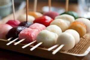 stock photo of Dango is a Japanese dumpling made from rice flour mixer food photography