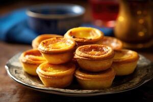 stock photo of Chinese custard tarts is a kind of custard tart food photography