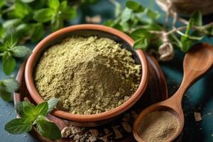 stock photo of oregano powder on the kitchen flat lay photography