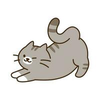 Cute cat. A gray cat is stretching its hips. vector