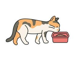 Cute cat. A hungry kitten is coming to feed. vector