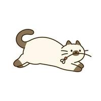 Cute cat. A Siamese cat is running with a toy in its mouth. vector